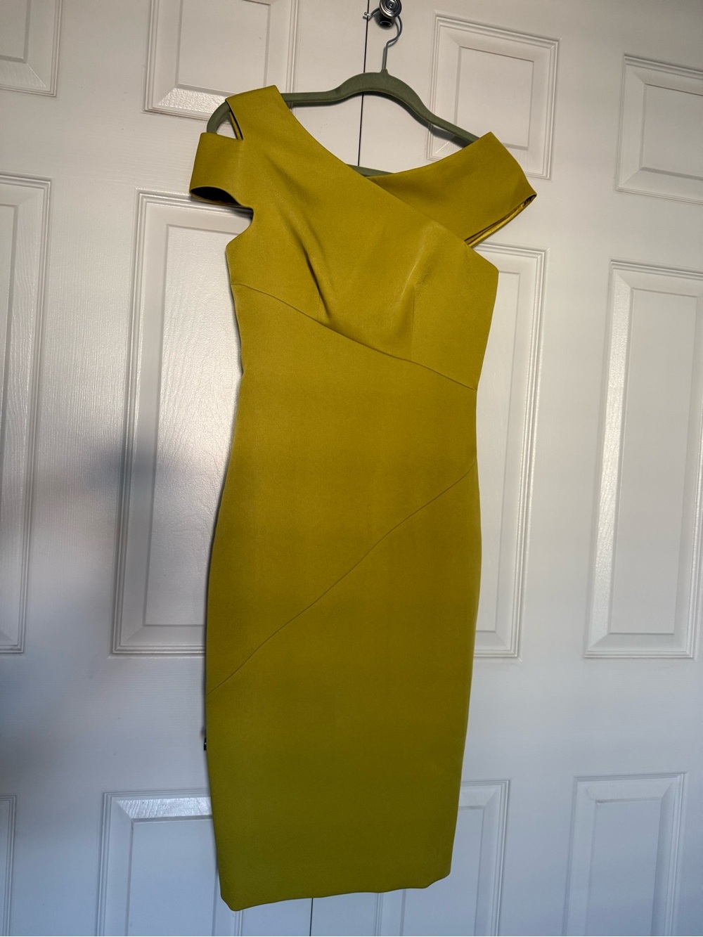 NWT Ted Baker Asymmetrical One-Shoulder Dress - Mustard Yellow Chartreuse